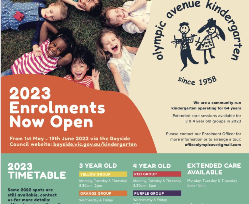2023 Kindergarten Enrolments Are Now Open!